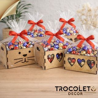 KIT 5 Caixotes Cestinha de MDF Decorativa para Presente – Ideal para PÁSCOA e Presentes