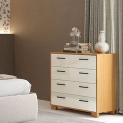 Cômoda com 04 Gavetas Essence D03 Freijó Off White Brilho - Lyam Decor