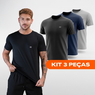 Kit 3 Camisetas Masculinas Dry Fit Manga Curta Academia Malhar Dia A Dia Premium Luzzoo em Oferta na Shopee