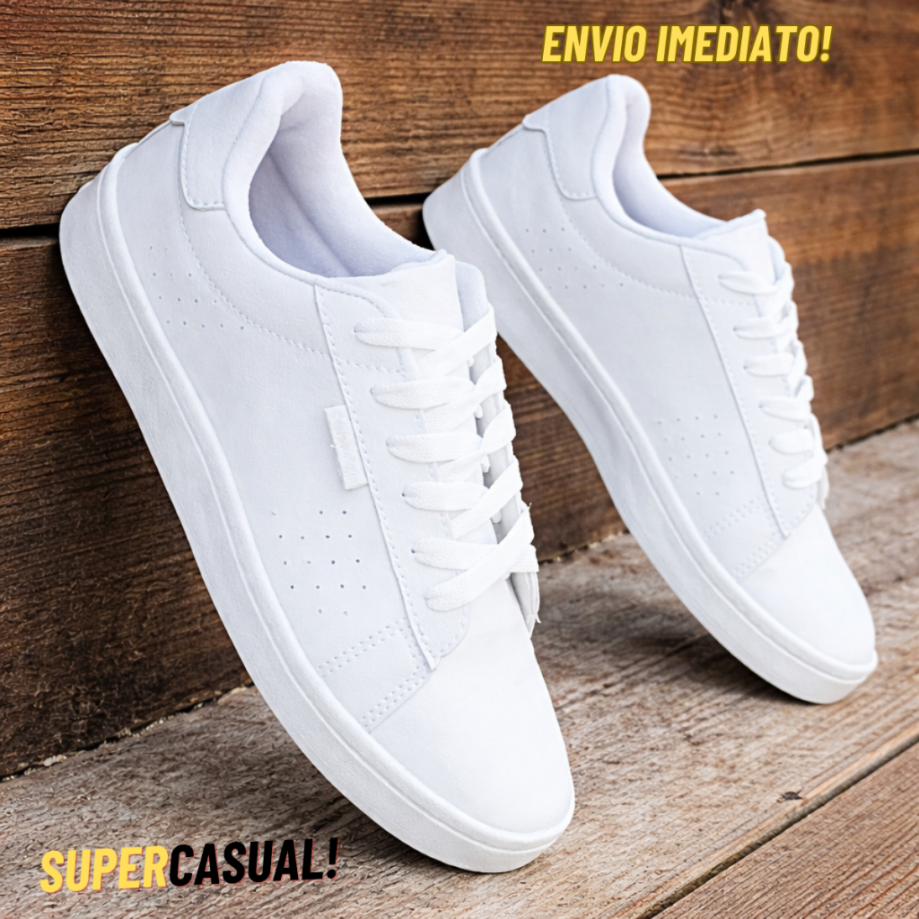 Sapato Casual Branco Masculino Costurado Em Couro Confortável Moderno Versatil Social Macio Leve Original