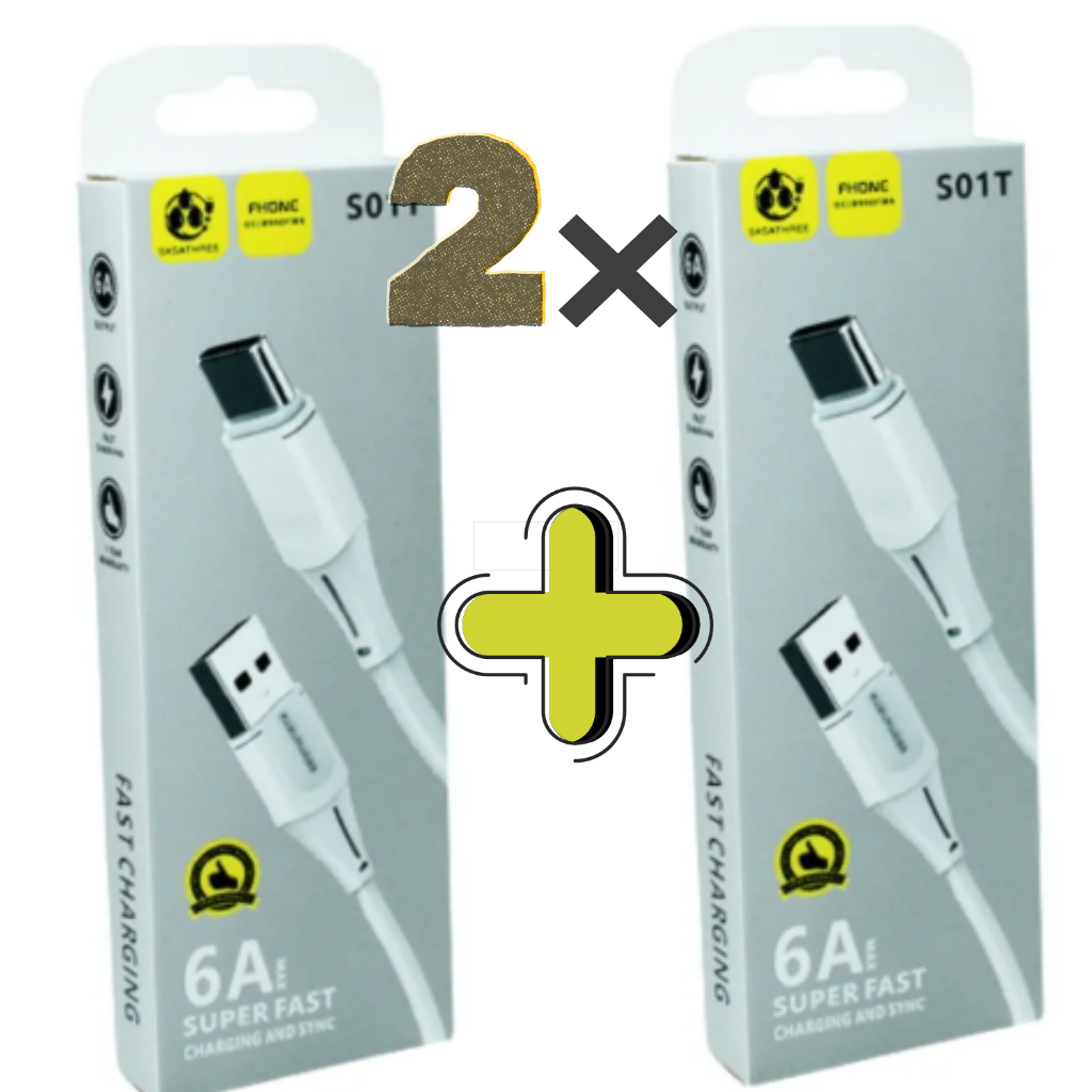 CABOS USB Tipo C Kit2  RESISTENTE TURBO 6A PROCESSAMENTO DE DADOS COM QUALIDADE DURAVEL