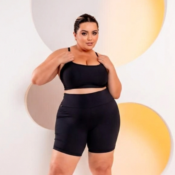 Short Feminino Plus Size De Academia Poliamida Zero Transparência