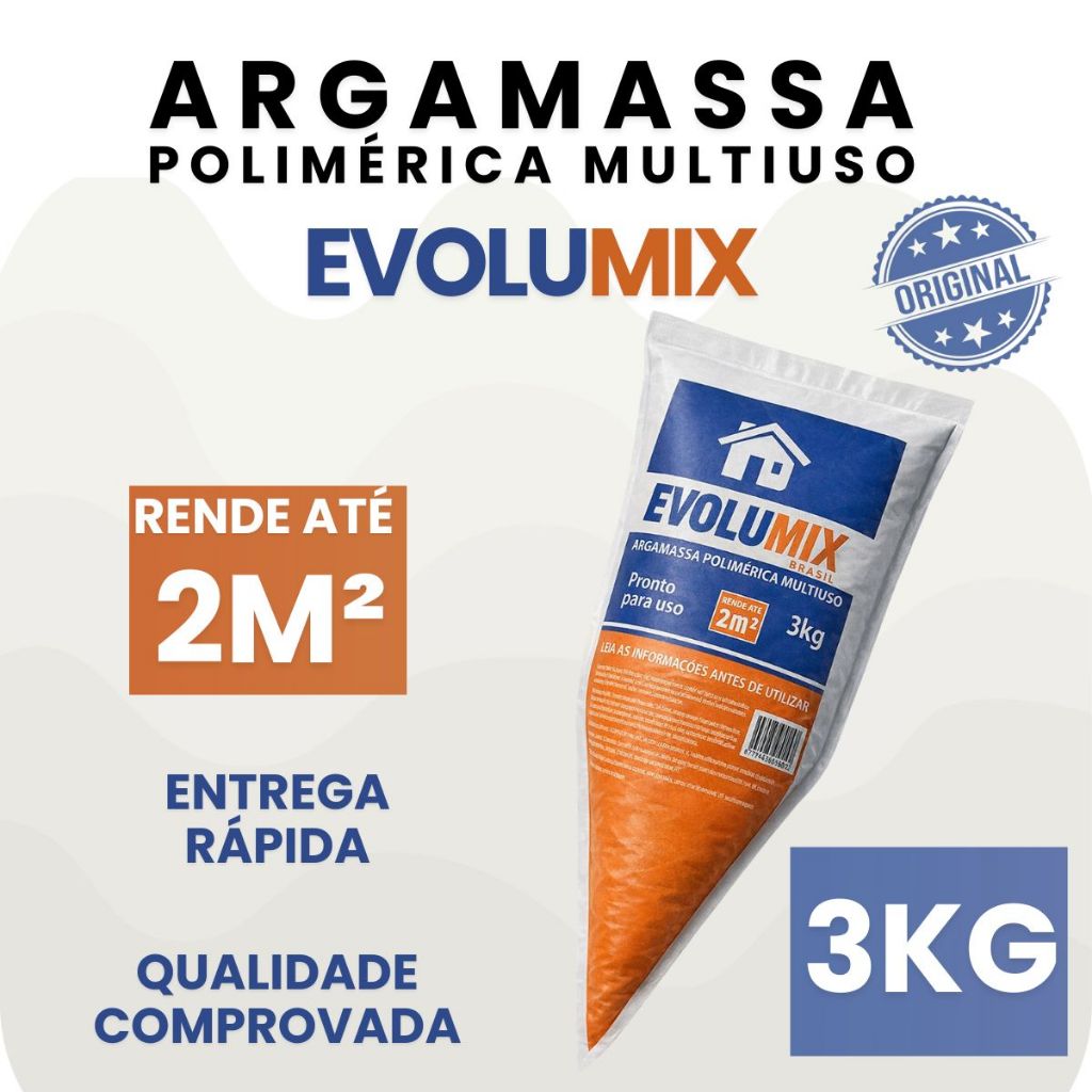Argamassa Polimérica Evolumix 3kg Pronta Uso Alta Aderência e Rendimento