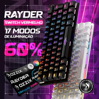Teclado Mecânico Gamer Red Switch Rayder RGB 60% Compacto Profissional ABNT2 Original Ozzix em Oferta na Shopee