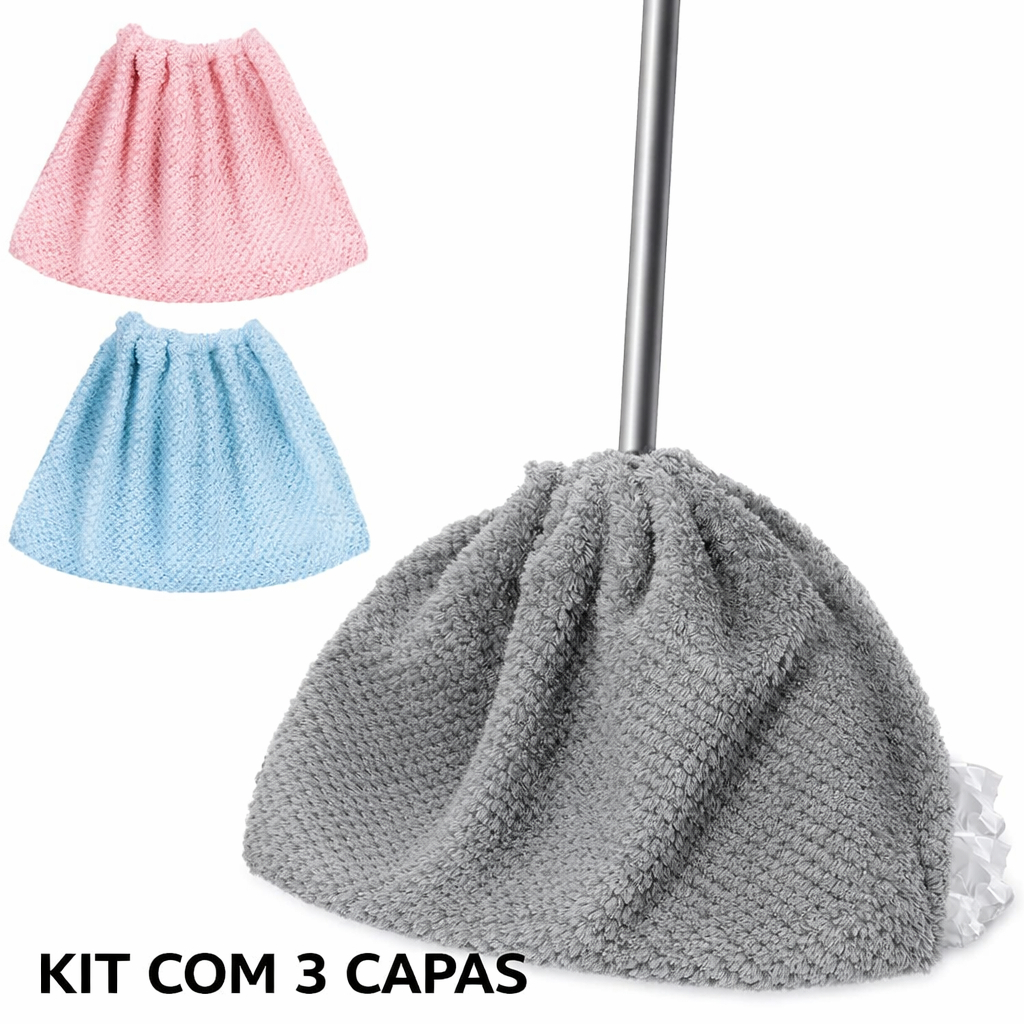 Kit 3 Capas de Vassoura Multiuso Lavável Reutilizável Cores Aleatórias em Oferta na Shopee