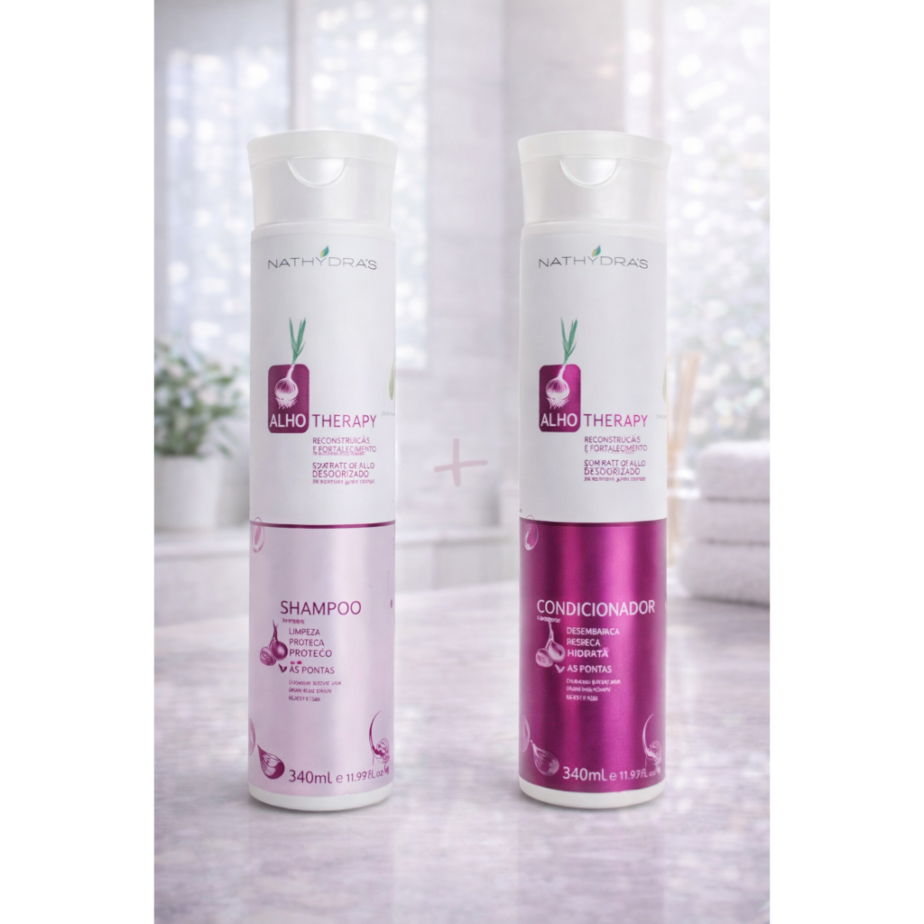 Kit Shampoo E Condicionador De Alho Desodorizado Nathydras 340ml