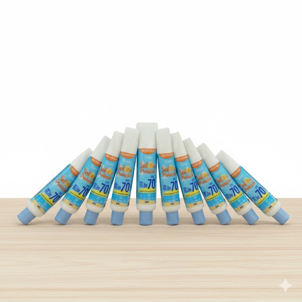 KIT 10 Protetor Solar Facial e Corporal FPS 70 Alta proteção 60ml Rosto e Corpo