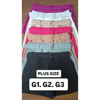 Short Alfaiataria Feminino  Social  Com Cinto Plus Size Cintura Alta G1 G2 G3 - Tamanho 46 ao 50 em Oferta na Shopee