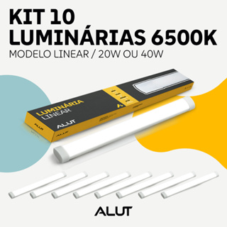 Kit 10 Luminarias Led Linear 20w ou 40W 6500K Branco Frio 110v/220v Branco Alut By Avant em Oferta na Shopee