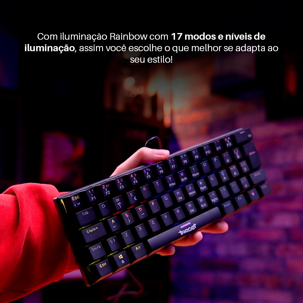 Teclado Mecanico TGT Sherman V3 C1, Rainbow, ABNT2, Switch Vermelho, Preto, TGT-SHRC-RD01 · foto 2