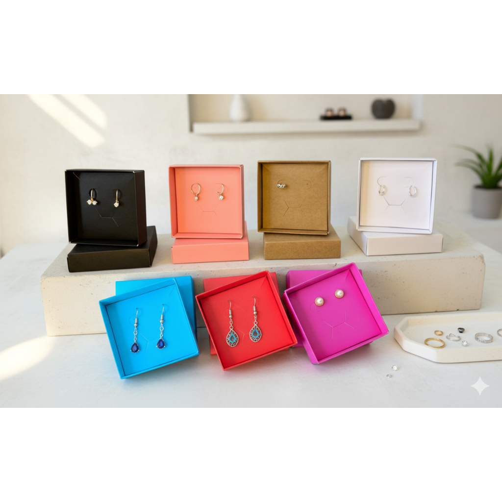 100 un. Caixinhas de Joias | VERMELHA, ROSÊ, PRETA, BRANCA, TURQUESA, KRAFT (desmontadas - de papel)