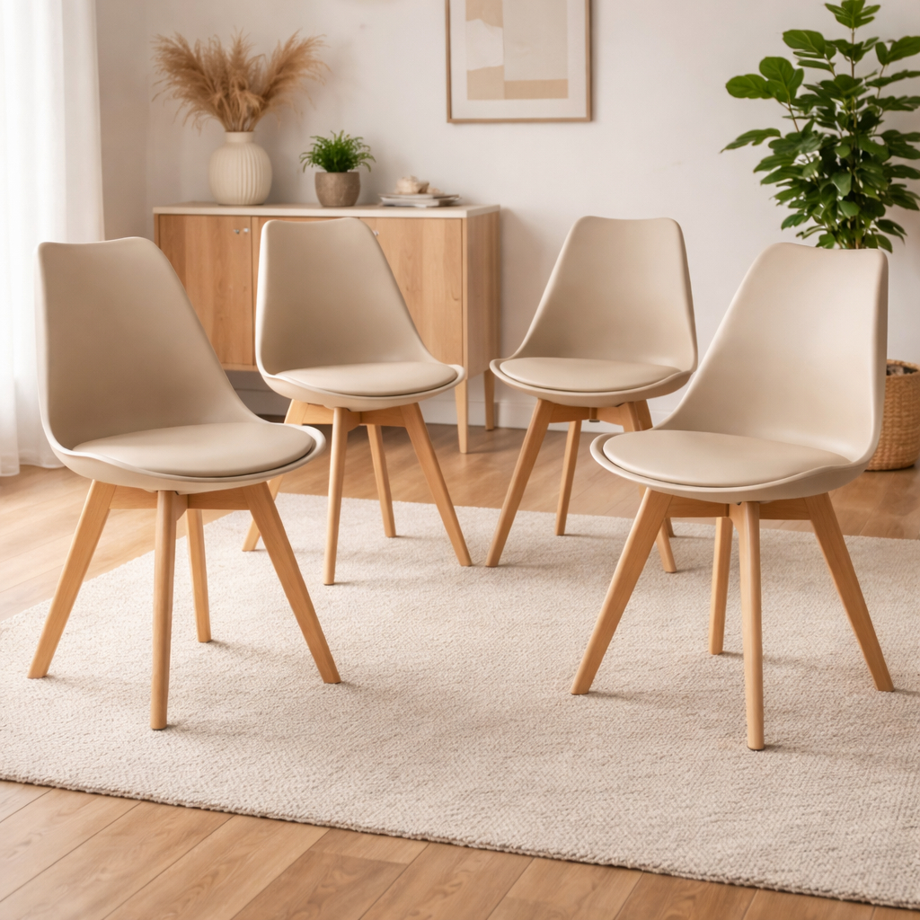 Cadeiras Leda Estofadas Design Moderno + Super Oferta Cadeiras Cor Nude/bege em Oferta na Shopee