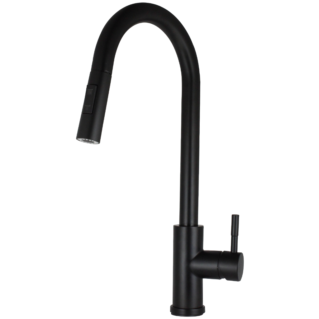 Torneira Cozinha Gourmet Monocomando Bancada Metal Preto Fosco Bica Alta