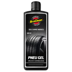Gel para Pneu 500ml brilho de aparência e proteção visual com fácil aplicação BraClean