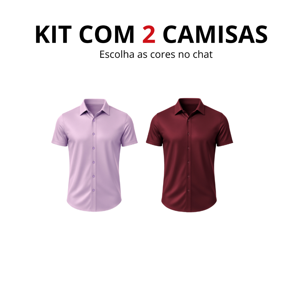 Kit 2 Camisa Linho Manga Curta Masculina Premium Camisa Social Masculina Slim Manga Curta