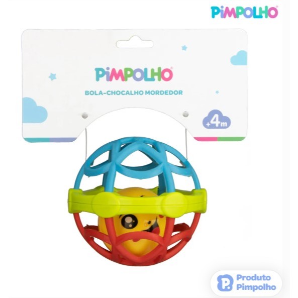 Bola Mordedor Chocalho Bebê Pimpolho Original Brinquedo Sensorial Dentição