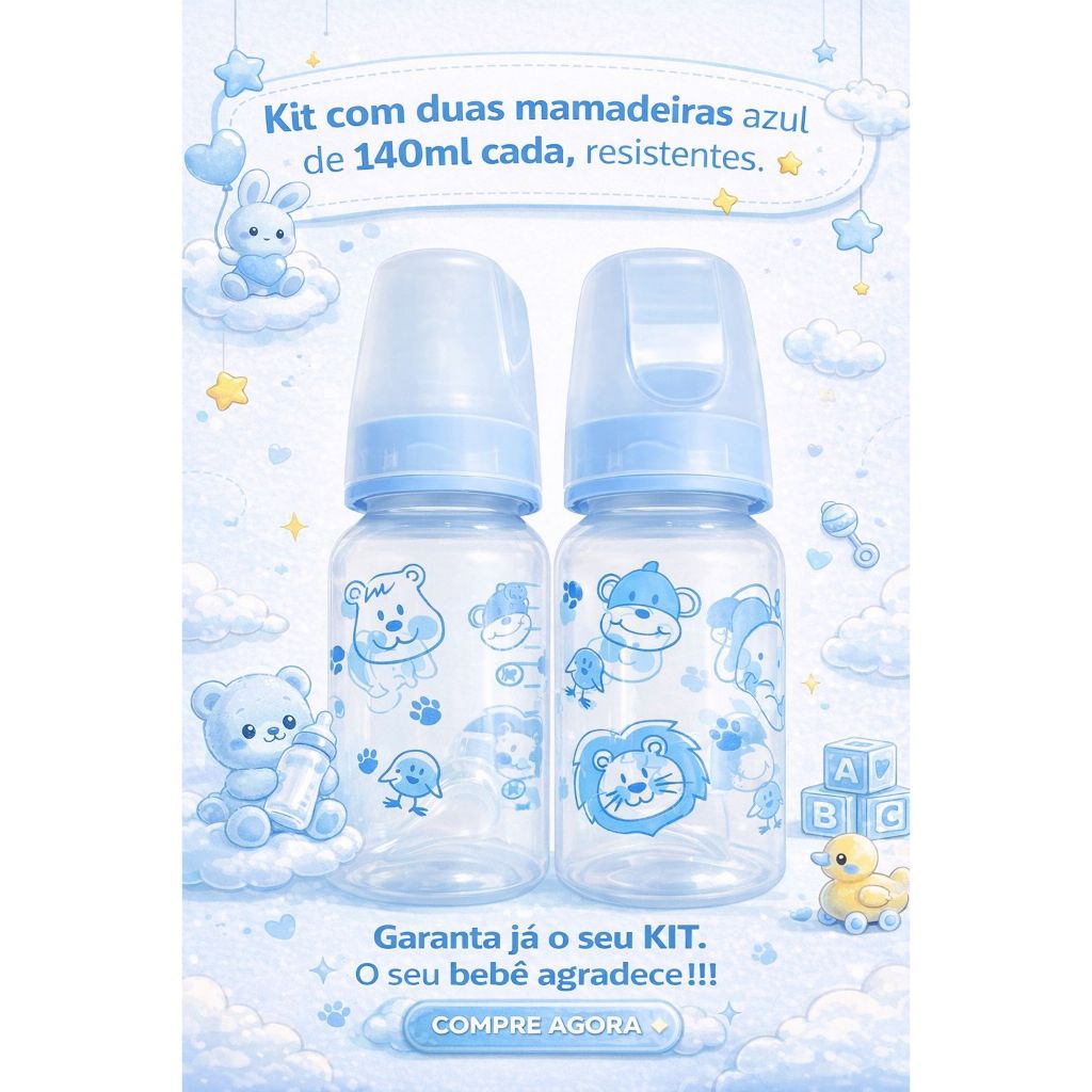 Kit Mamadeira Menino Azul 2 Unidades