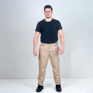Calça Thrax Cargo Masculina 100% Poliéster em Ripstop Reforçada 6 Bolsos Coyote