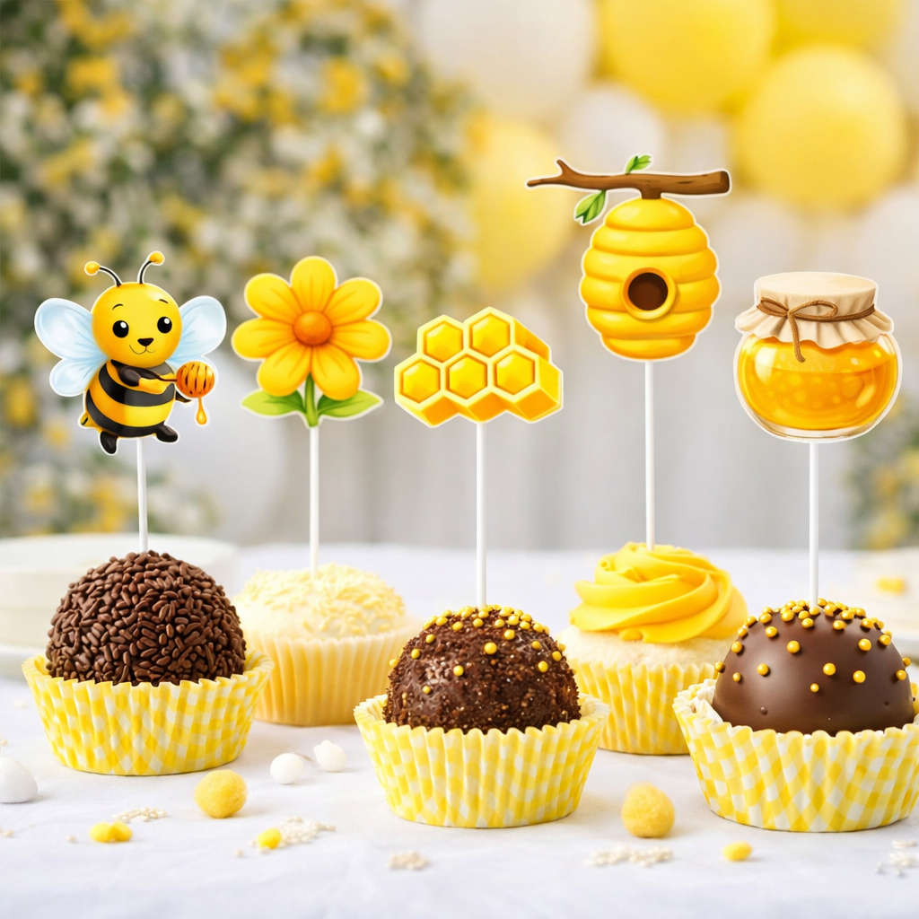 kit de 30 Topos para docinhos Abelhinha - Topinhos - Toppers - Tags - Abelha