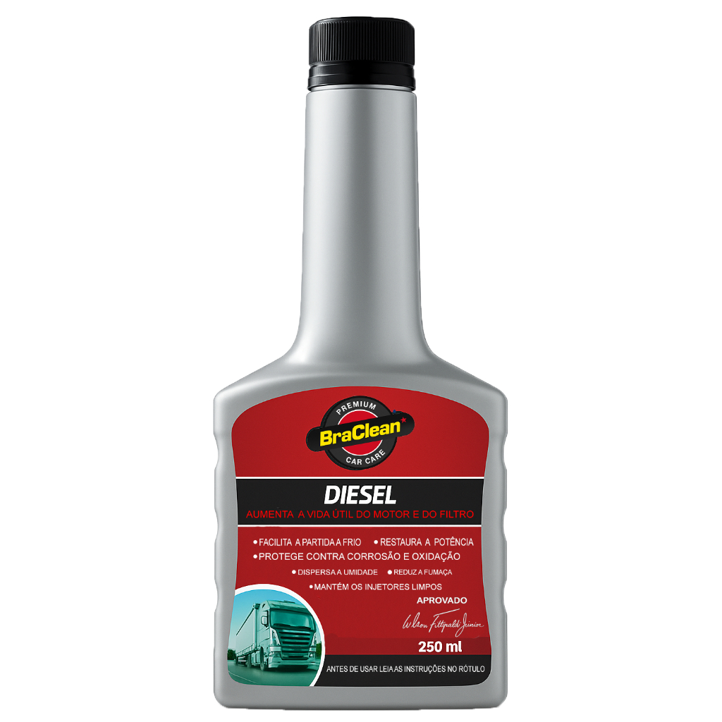 Aditivo Diesel 250ml Limpa Bicos e Sistema de Injeção Reduz Fumaça e Corrosão BraClean