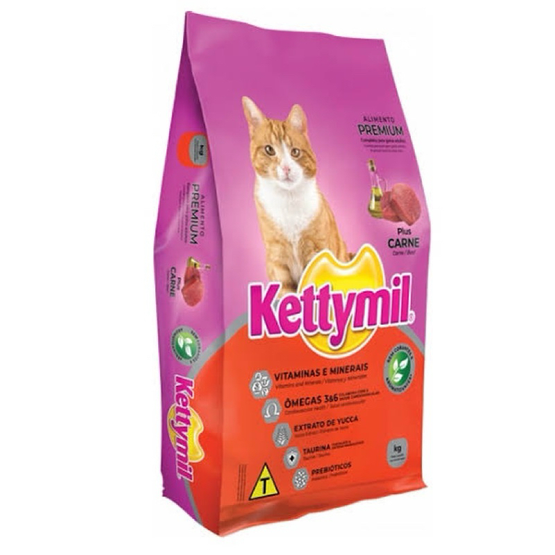 Ração Premium Kettymil Plus Gatos Adultos Sabor Carne 10kg