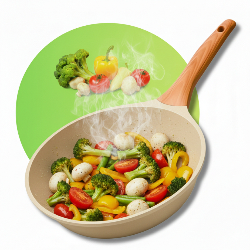 Imagem Frigideira Cerâmica Antiaderente Grande A Gás Indução Cooktop Elétrico Frita Sem Óleo Não Gruda 24cm