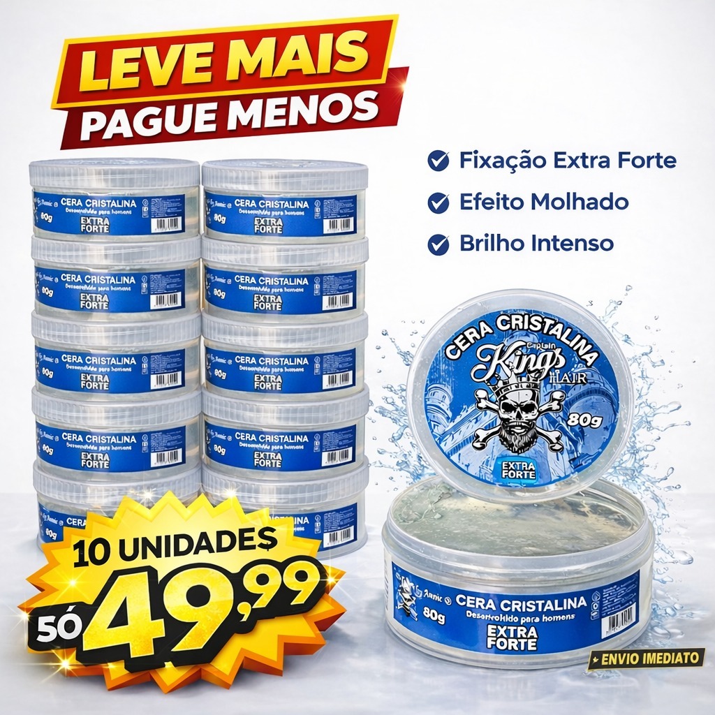 Kit 10 Cera Cristalina Extra Forte King’s Hair 80g extra forte envio imediato em Oferta na Shopee