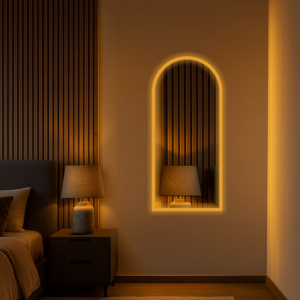 Espelho Orgânico Janela Led Jateado Borda Infinita Bivolt Sem Led Banheiro Quarto Hall Decorativos Frio Quente Neutro em Oferta na Shopee