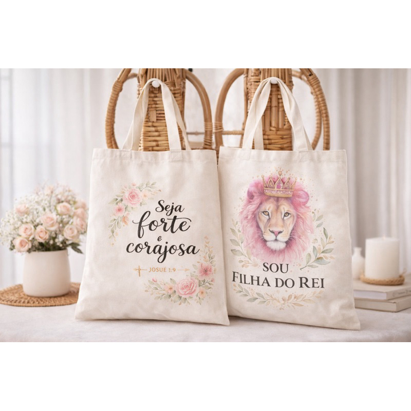 Kit 2 Ecobags Cristãs Femininas – Sou Filha do Rei + Seja Forte e Corajosa | Bolsa Ecológica/ edição  limitada em Oferta na Shopee