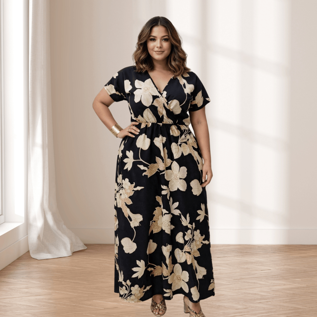 Elegante Vestido Feminino Longo Midi e Plus Size Crepinho Transpassado Modela o Corpo !