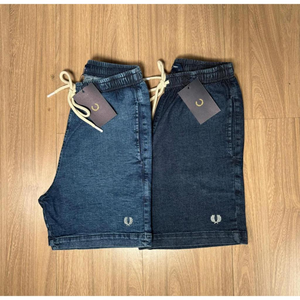 Short Jeans com elastano logomarca bordado