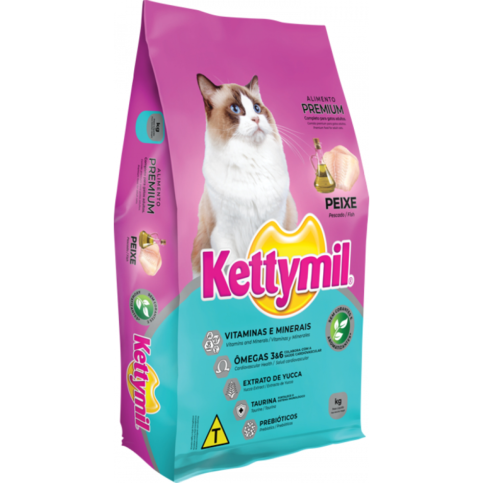 Ração Premium Kettymil Plus Gatos Adultos Sabor Peixe 10kg