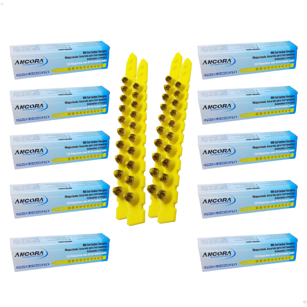 Kit 1000 Fincapino Calibre 27 Amarelo Fixação Concreto Aço Construção Ferramenta Profissional Obra