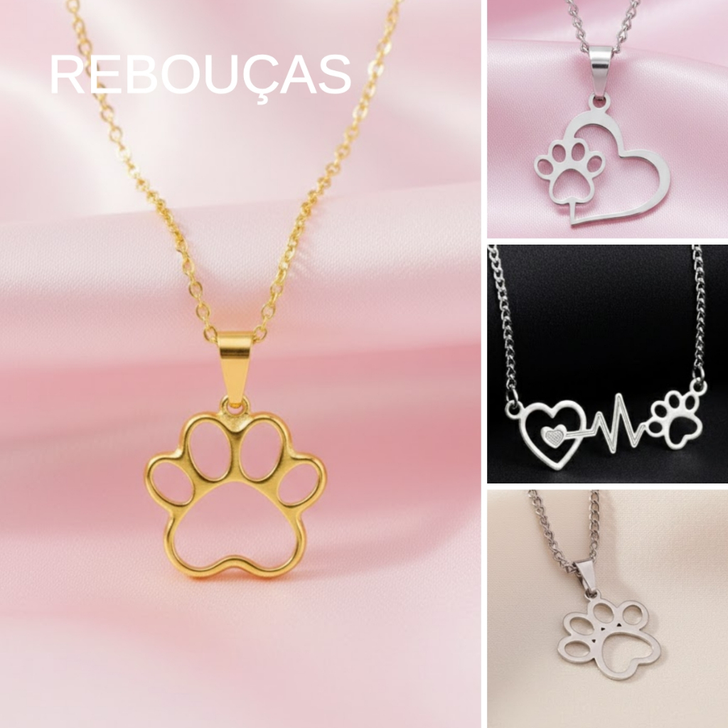 Colar Feminino Folheado A Ouro Patinha de Gato Cachorro Pet Aço Inox em Oferta na Shopee