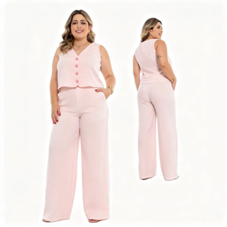 (064#PL) Conjunto Feminino Plus Size G1 Ao G3 Com 4 Botaos Em Alfaiataria em Oferta na Shopee