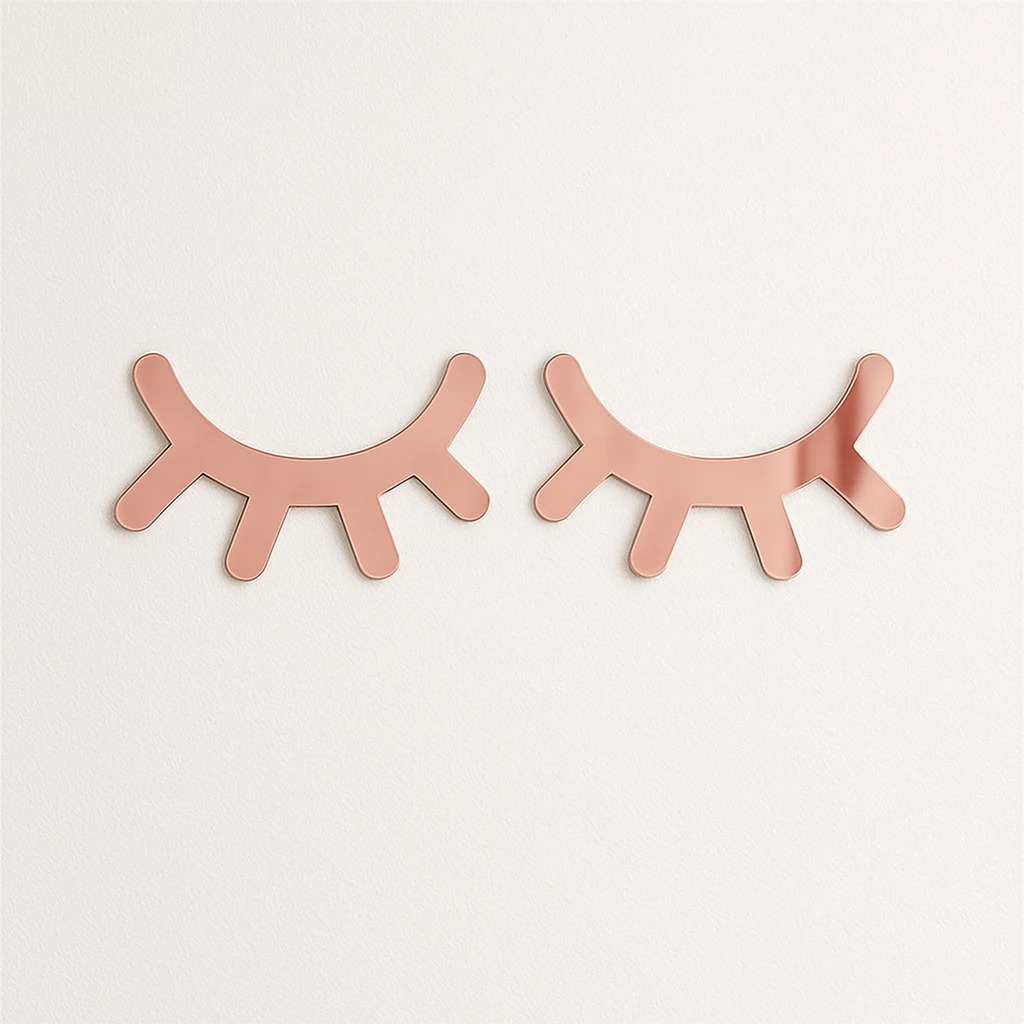 Espelho Decorativo Par de Cílios em Acrílico Salão Studio Lash Designer