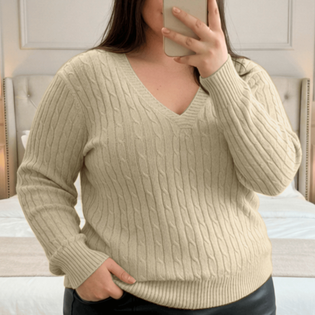 Blusa Plus Size Manga Longa Decote V Canelada Inverno Frio Suéter Feminino Térmica Tricot ...