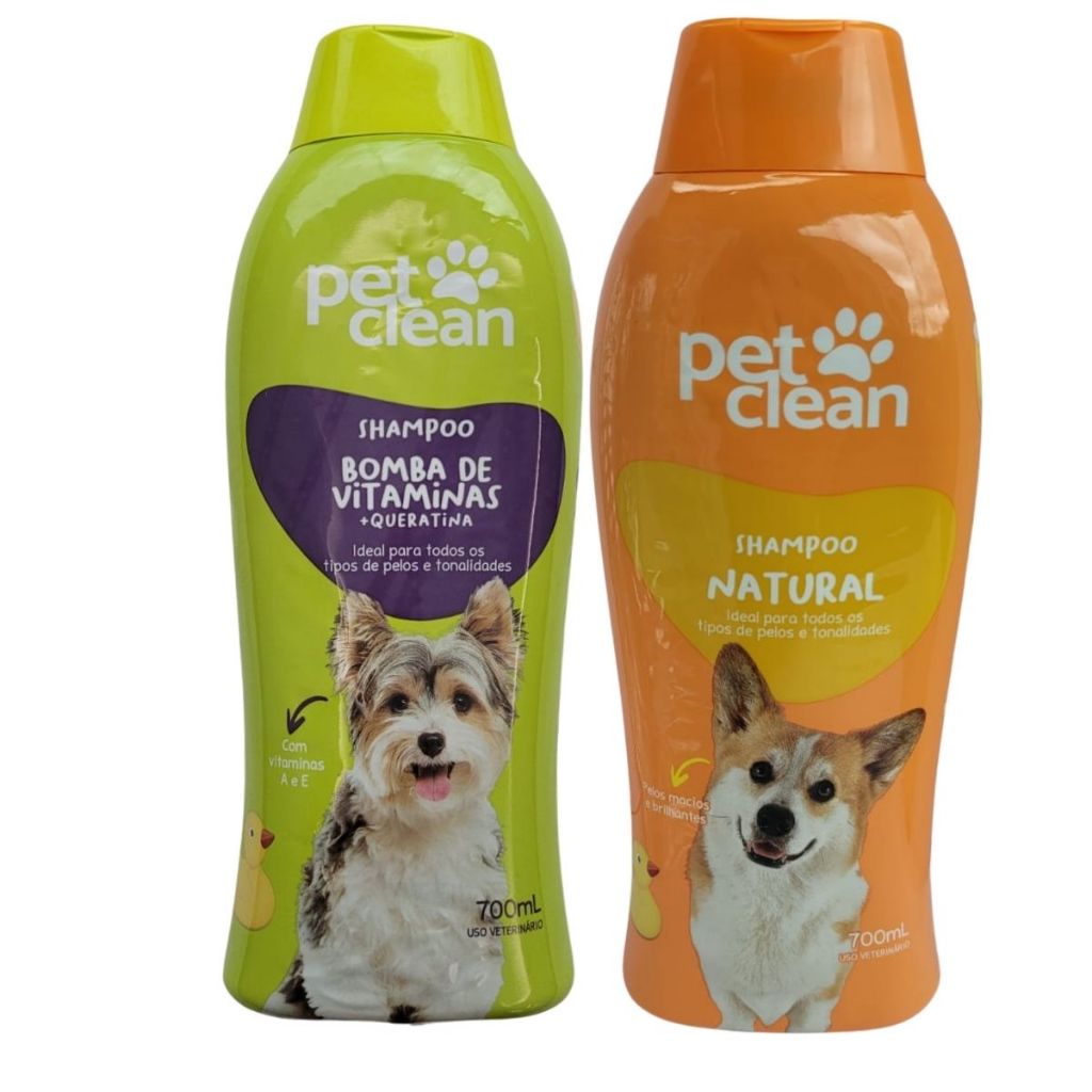 Kit Shampoo Natural + Shampoo Bomba Vitaminas Pet Clean Cães