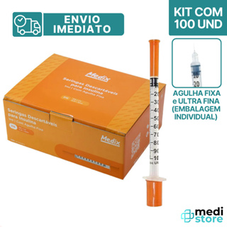 Seringa Insulina Botox Estéril 1ml 6x0,25mm Agulha Fixa Ultra Fina 31g Medix - 100 Unidades em Oferta na Shopee