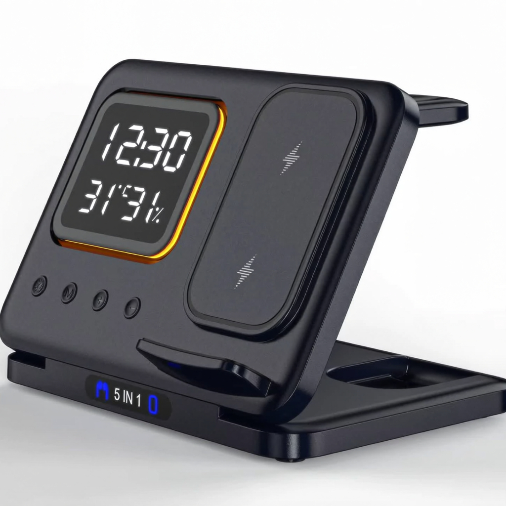 Carregador Sem Fio Indução Wireless 5 Em 1 Relógio Apple Iphone AppleWatch Airpods Indução Wireless