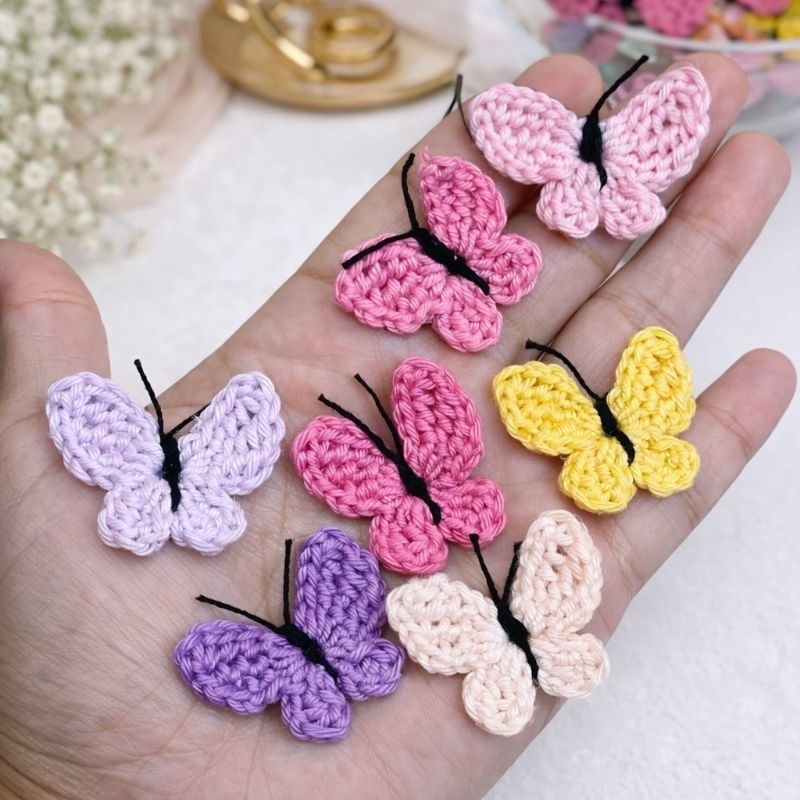 25 Minis Borboletas em Crochê para Aplicação