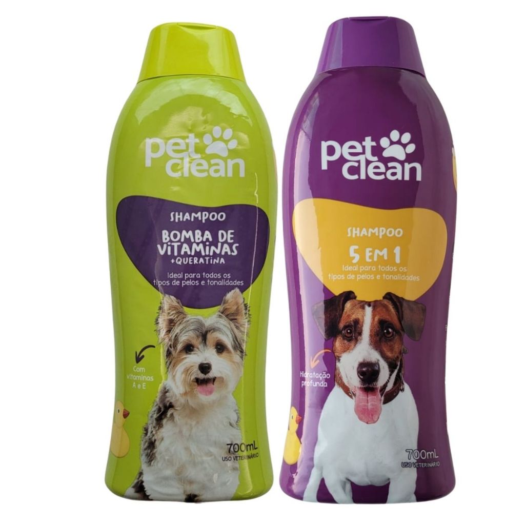 Kit Shampoo 5x1 + Shampoo Bomba Vitamina Pet Clean Cães