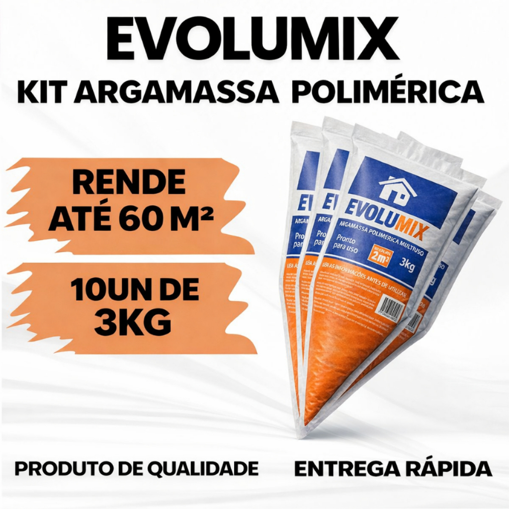 Kit 10 Argamassa Polimérica Evolumix 3kg | Pronta Uso Alta Aderência