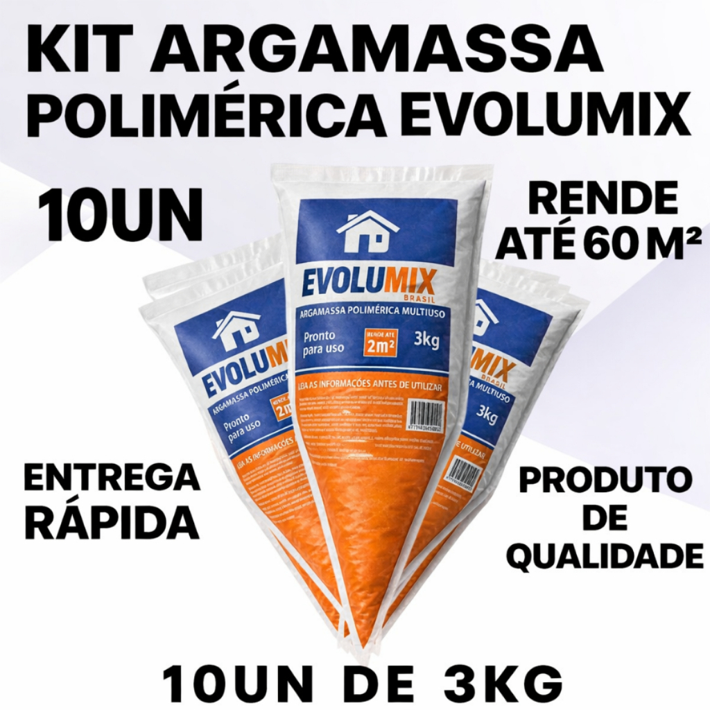 Argamassa Polimérica Evolumix 3kg Kit 10 Unidades Alto Rendimento