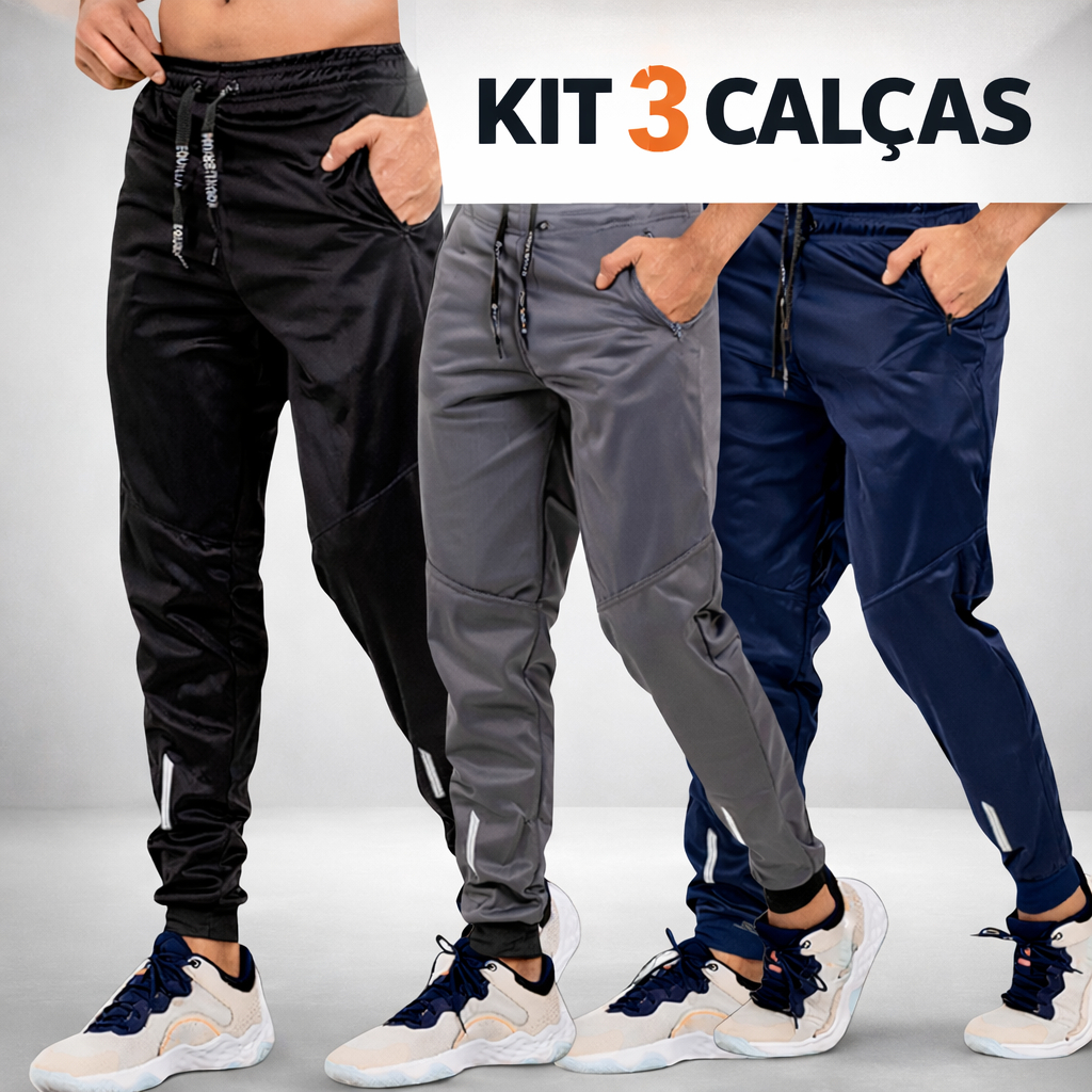 Kit 3 Calça Masculina Esportiva Calças Jogger Dry Fit Academia Atividade Físicas Corrida Estilo em Oferta na Shopee