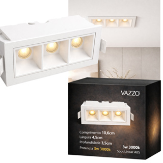 Luminária SPOT LED Embutir 10cm ABS 3W 3000k Pico Recuado Bivolt Vazzo em Oferta na Shopee