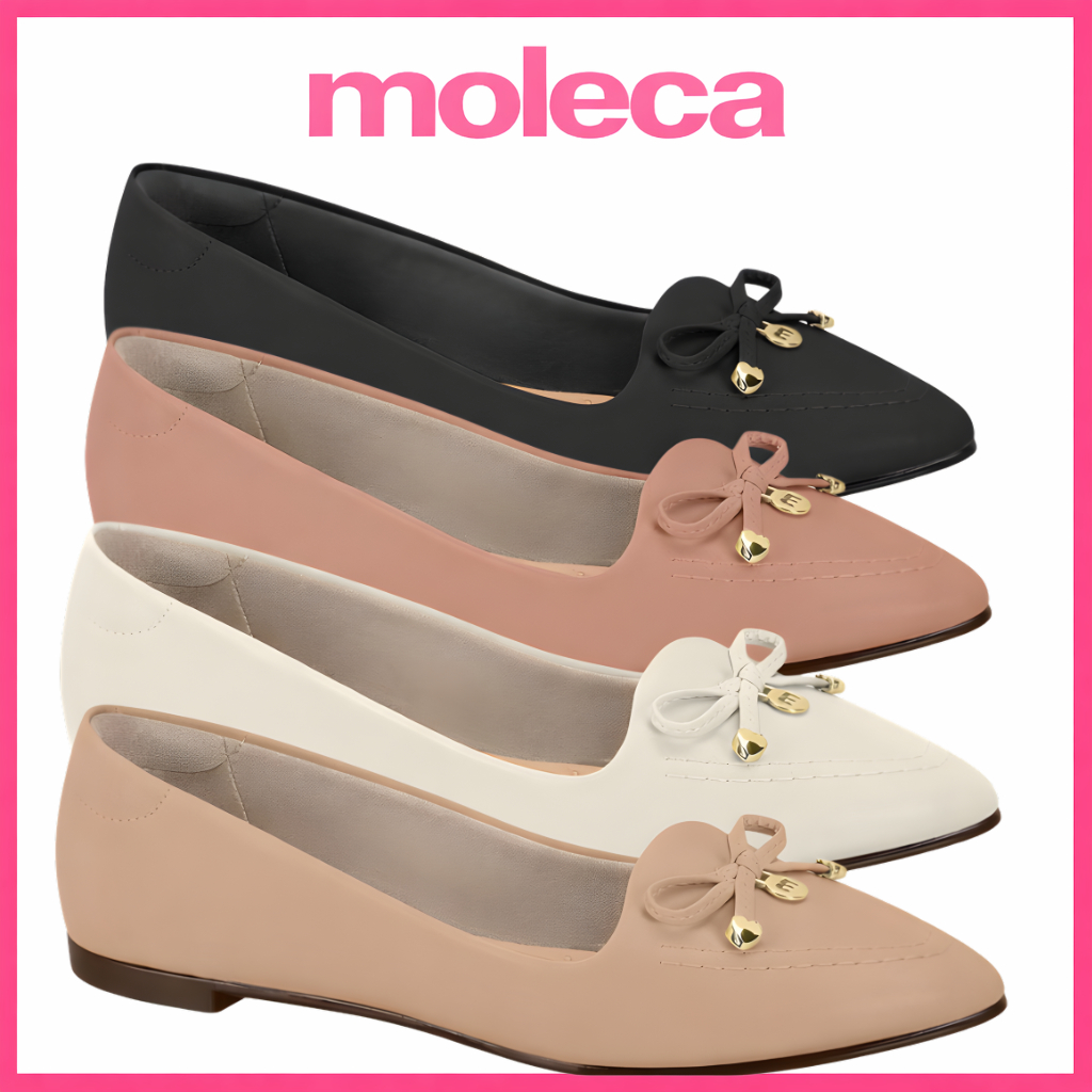 Sapatilha Feminina Moleca Conforto Laço Bico Fino Casual Confortável Original Leve Versátil