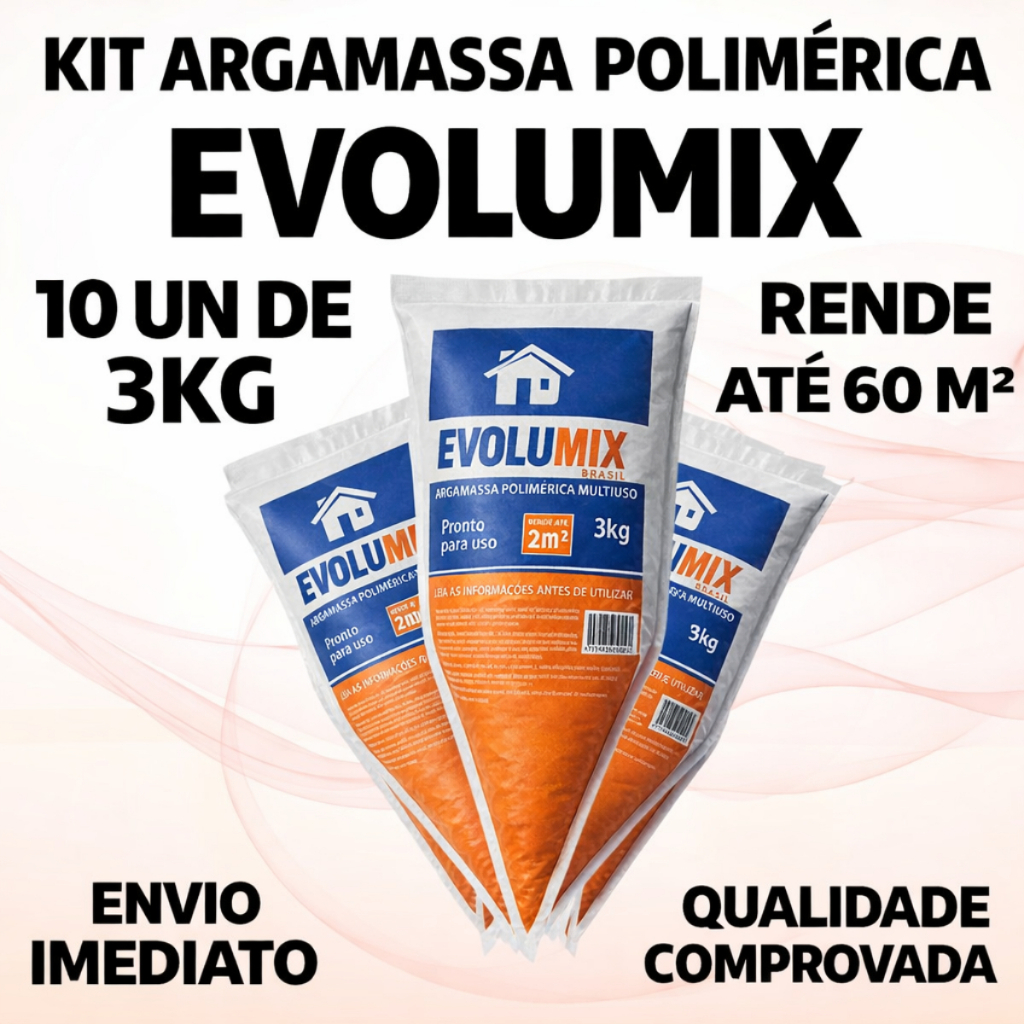 Kit 10x Argamassa Polimérica Evolumix 3kg Pronta Para Aplicar