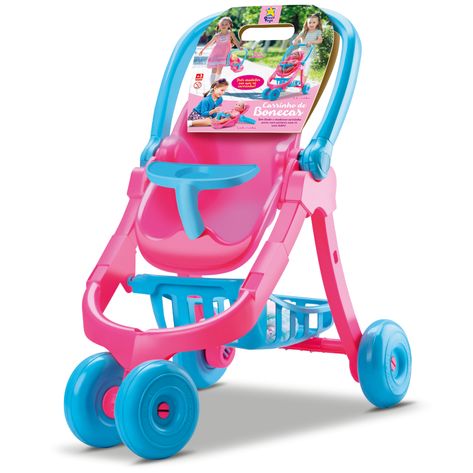 Carrinho de Boneca Infantil 3 em 1 Bebê Conforto, Cadeirinha e Carrinho de Passeio - DiverToys