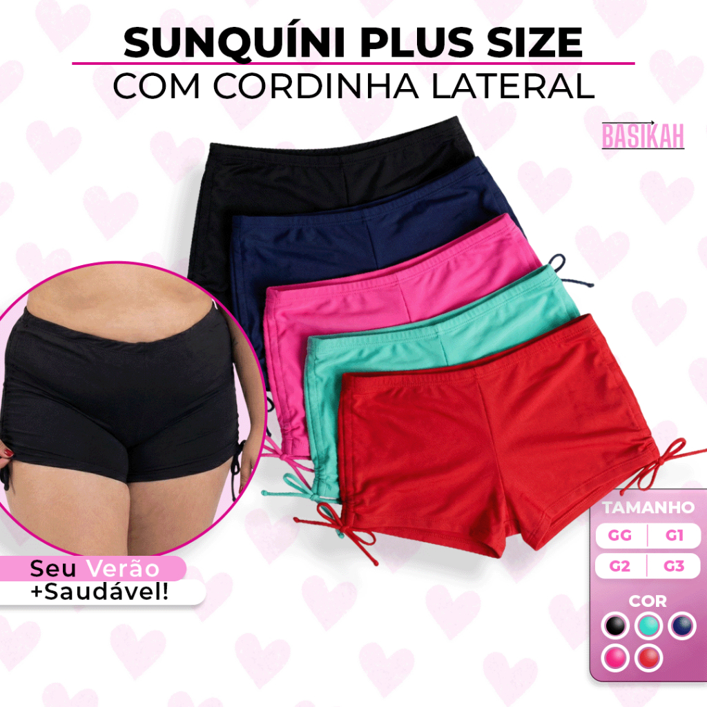 Biquíni Sunquíni Shortinho Cordinha Plus Size Suplex Verão Praia l Piscina